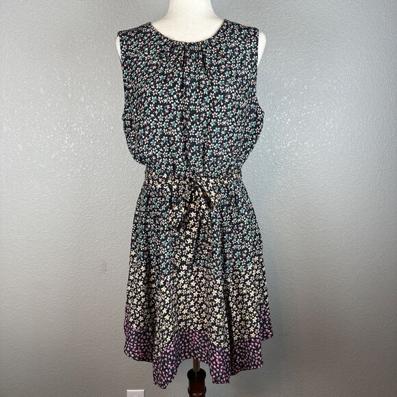 Rebecca Taylor Womens Louisa Sleeveless Silk Floral Mix Print Dress Size L Large - Picture 1 of 10